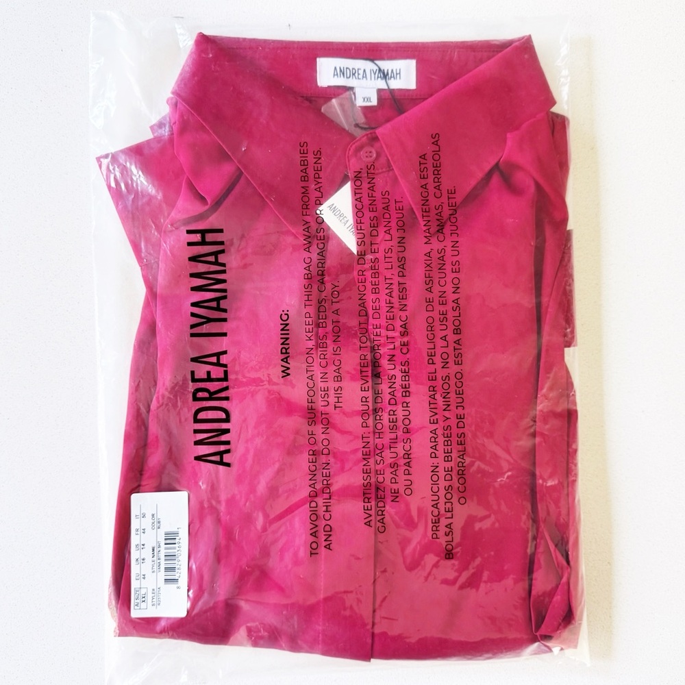 NWT Andrea Iyamah Ruby Red Blouse - Picture 13 of 13